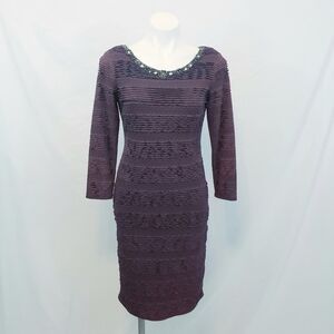 Ignite Evenings Ruffle Cocktail Dress w/Beaded Neck